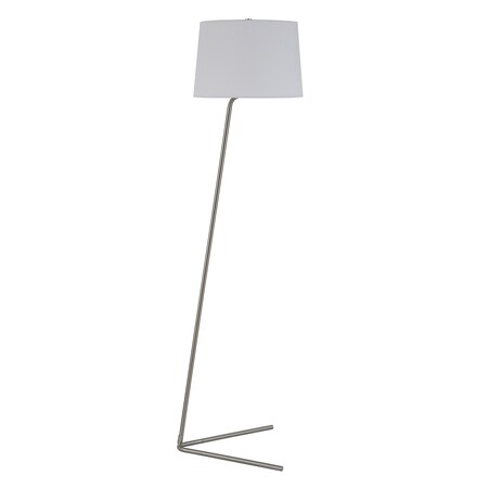 Homeroots 60" Nickel Novelty Floor Lamp With White Frosted Glass Drum Shade 523459