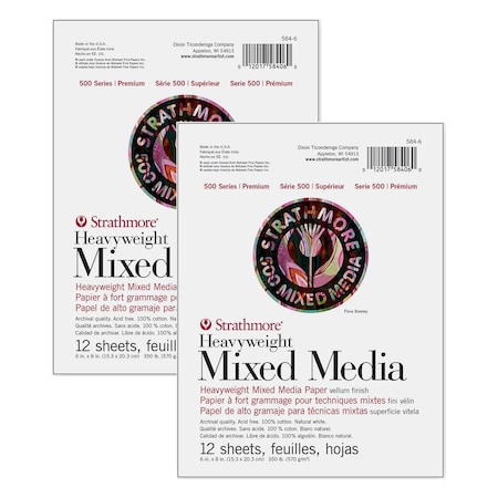 Strathmore 500 Series Mixed Media Pad, 12 Sheet, 6x8 inch, 2PK P584-6-1