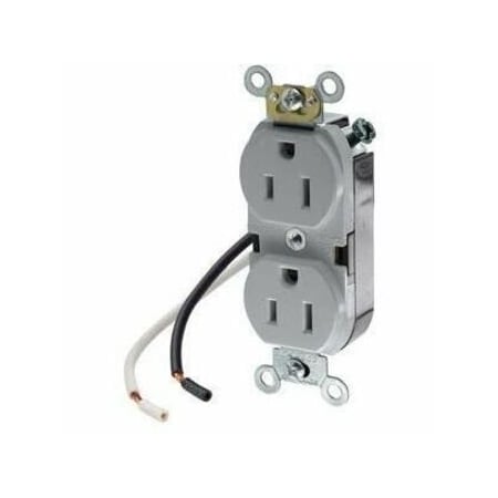 Leviton Industrial Series Heavy Duty Grade Duplex Receptacle, 15 Amp, 125 Volt 5262-CGY