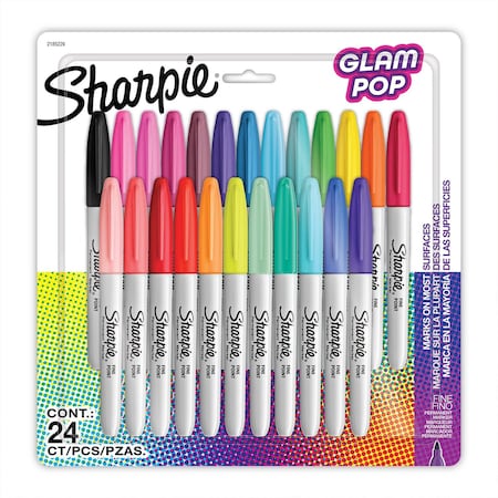 Sharpie Glam Pop Permanent Markers, Fine Point, 24PK 2185229