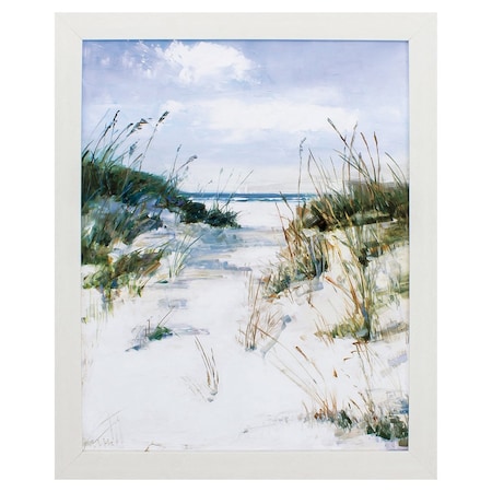 Homeroots 31" X 25" White Ocean Dunes Framed Wall Decor 365675