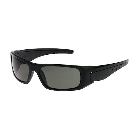 Bouton Optical Full Frame Safety Glasses with Black Frame, Gray Lens and Anti-Scratch / Anti-Fog Coating 250-53-0021