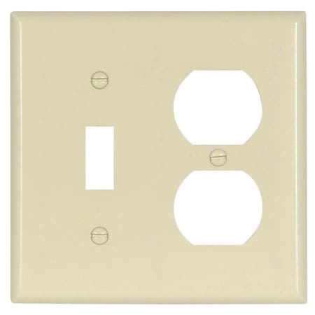 Eaton Wiring Devices Combination Wallplate, 4-1/2 in L, 4-9/16 in W, 2 -Gang, Thermoset, Light Almond 2138LA-BOX