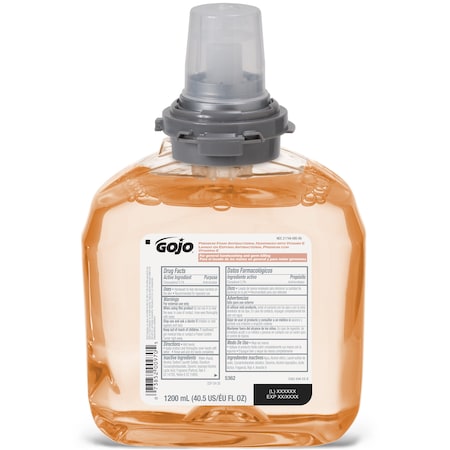 Gojo Hand Soap Cartridge, Antibacterial, Foam, 1200 ml, Fruit Fragance, PK2 5362-02