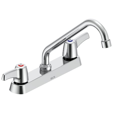 Delta Commercial 26C3 Two Handle 8 In Cast Deck-Mount Faucet In Chrome 26C3243