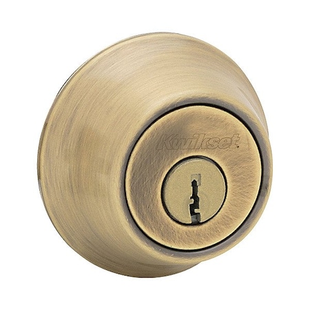 Kwikset Single Cylinder Deadbolt, 1" L Throw, Zinc 665-5-RCAL-RCS/5303
