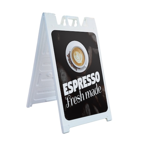 Signmission Espresso, A-Frame & 2 Sign Inserts, Heavy-Duty Plastic Frame SBHD-C-2436-30373