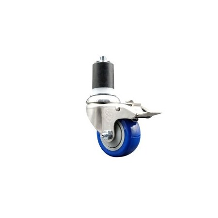 Service Caster 3.5 Inch 316SS Blue Poly Swivel 1-3/4 Inch Expanding Stem Caster Lock Brake SCC SCC-SS316TTLEX20S3514-PPUB-BLUE-134