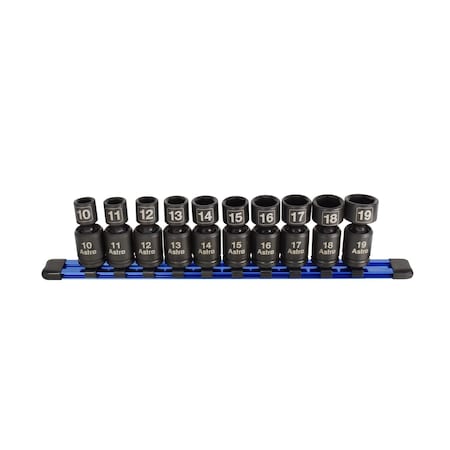 Astro Pneumatic 10pc 3/8 in Drive Nano Pinless Universal Impact Sockets - Metric 78344