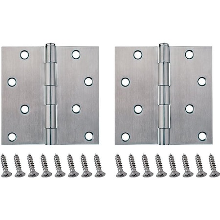 Prosource Square Corner Door Hinge, Steel, Brushed, Loose Pin, 180 deg Range of Motion 20339SS-4S-DB-PS