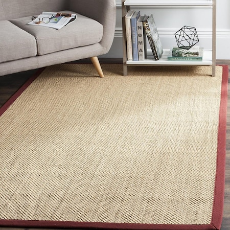 Safavieh Natural Fiber Large Rectangle Area RugMaize & Burgundy 9 x 12 ft. NF141D-9