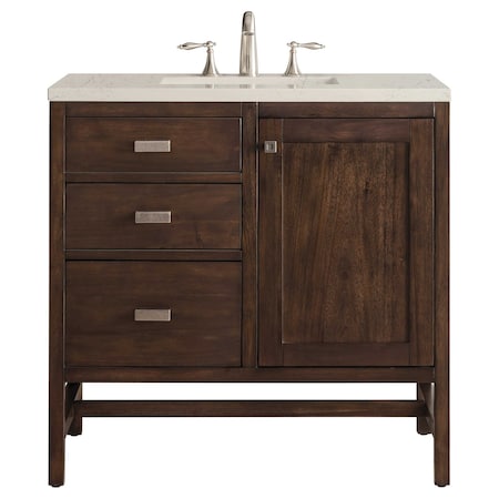 James Martin Vanities Addison 36" Single Vanity, Mid-Century Acacia, w/ 3 CM Siberian Silestone Top E444-V36-MCA-3SFR
