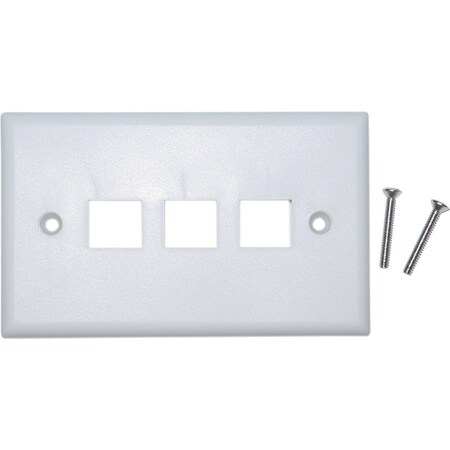 Cable Wholesale Keystone Wall Plate, White, 3 Port, Single Gang 301-3K-W