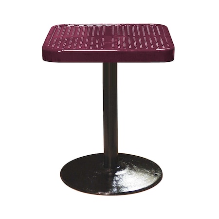 Leisure Craft 24" Square Perforated Pedestal Table, Portable, 30"H, Burgundy SQ24TAB30-BURGUNDY