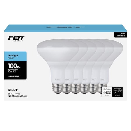 Feit Electric Feit BR30 E26 Medium LED Bulb Daylight 100 Watt Equivalence, 6PK BR30DM85010LED6