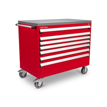 Tekton Rolling Tool Cabinet, 7 Drawer, Red, Steel, 48 in W x 27 in D x 41-1/2 in H OCL43200SST