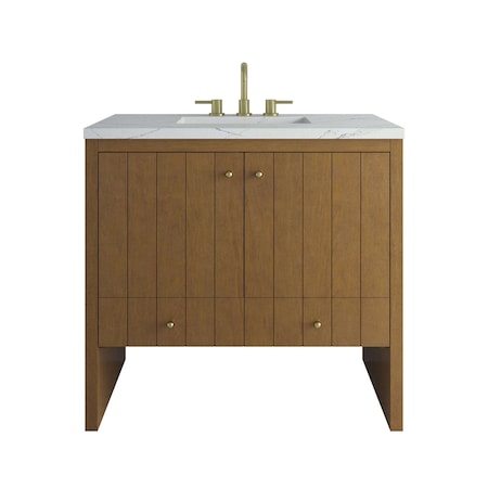 James Martin Vanities Hudson 36" Single Vanity, Honey Oak w/ 3 CM Ethereal Noctis Silestone Top 435-V36-HNO-3ENC