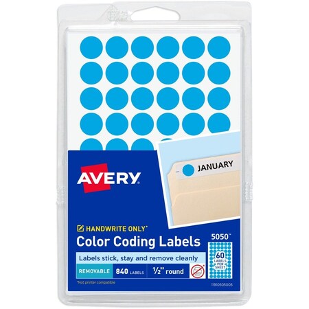 Avery Label, Remv, 1/2"Dia, Lbe, 840 840PK AVE05050