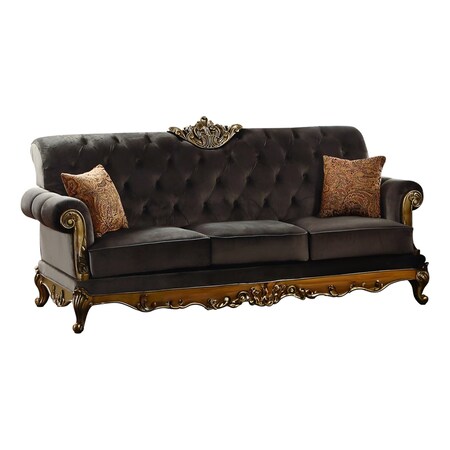 Homeroots 41" Charcoal Fabric Sofa With Champagne Legs 347273