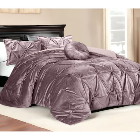 Homeroots Blush Queen Polyester 130 Thread Count Washable Down Comforter Set 528901