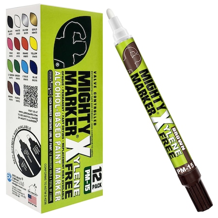 Mighty Marker PM-15 Paint Marker, Eco-Friendly, 10ml Alcohol Based Paint, Brown Color Family, 12-Box 00315