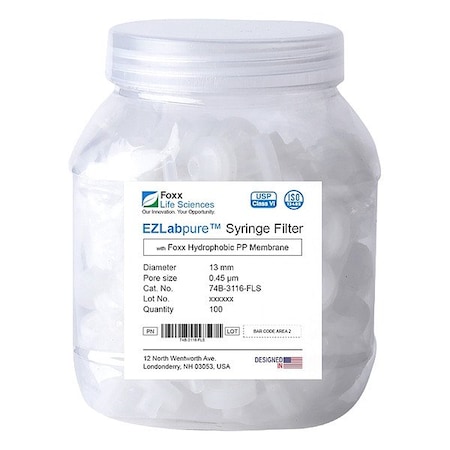 Foxx Life Sciences Syringe Filters, PK100 74B-3116-FLS