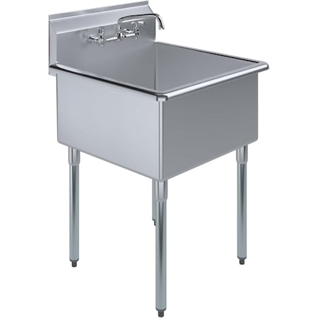 Amgood 27 in. x 27 1/2 in. Stainless Steel Utility Sink With Faucet. 24 in. x 24 in. x 13 in. Bowl SINK S1C-UT-242413-F-K-Z