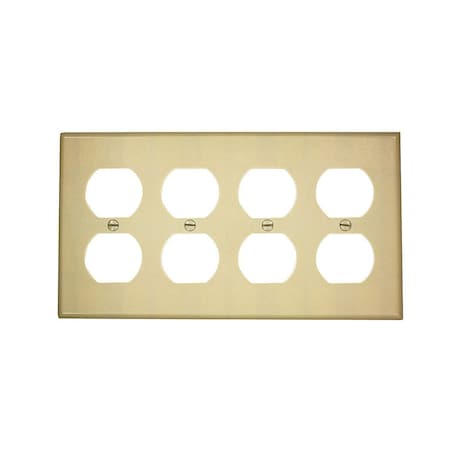 Leviton Receptacle Wallplate, Standard Size, Gang 4, Ivory 86041