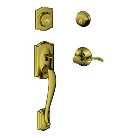 Schlage Residential Left Hand Camelot with Accent Lever Double Cylinder Handleset and Trim C Keyway with 12326 F62CAM609ACCLH