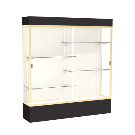 Ghent Lighted Floor Display Case 72x80x16, Plaque, Champange 3176PB-GD-BK