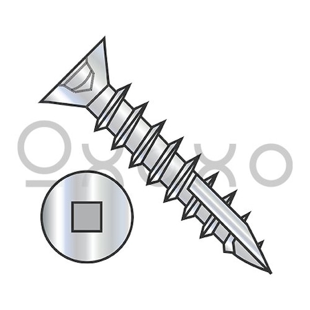 Oxoxo 8X1 Flat Head Nibbed Square Drive Deep Thread Wood Screw Type 17 Full Thrd Zinc Bake, 10500PK 503691