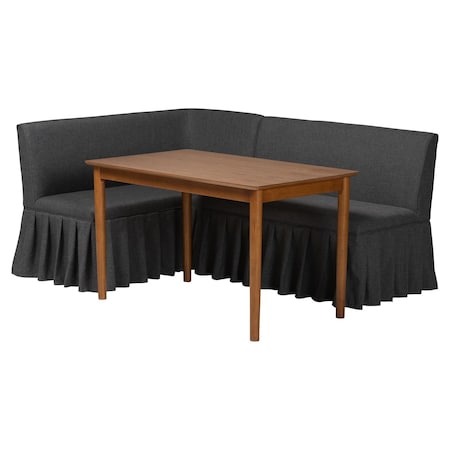 Baxton Studio Richard 3-Piece Fabric Upholstered Dining Nook Set, Dark Grey 267-14640-9305-ZORO