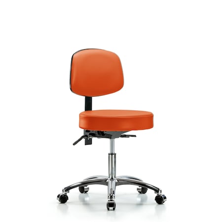Blue Ridge Ergonomics Desk Stool, Vin, Bk, Chrome, Casters, Orange BR-VDHST-CR-T0-CC-8613