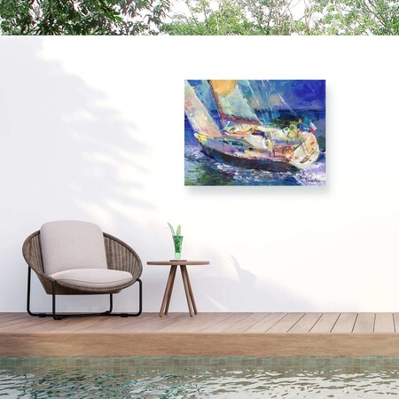 Trademark Fine Art Outdoor Canvas Art Richard Wallich 'Sailboat' Wall Art for Patios, or Gardens ALI5886-OC2432WR