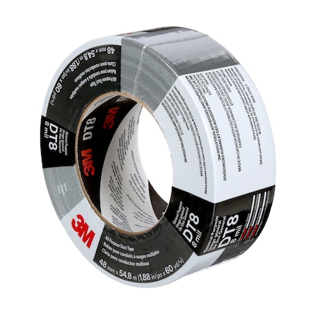 3M Duct Tape, 1 7/8 in Wd, 60 yd Lg, 8 mil Thick, Silver, Polyethylene Coated Cloth DT8