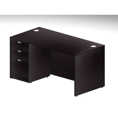 Boss Office Products BOSS 48" Desk with File Ped in Mocha Finish Group104-MOC