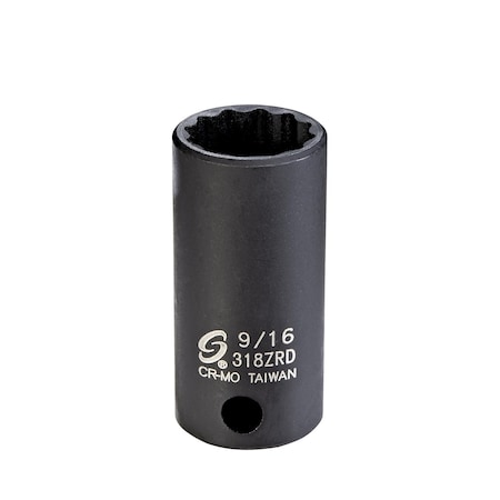Sunex 3/8 in Drive 9/16 in 12Pt Semi-Deep Impact Socket 318ZRD