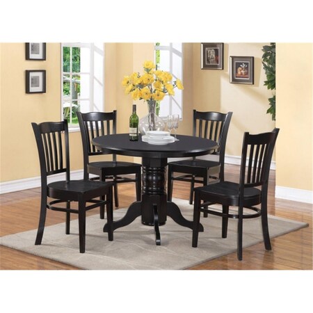 Wooden Imports Furniture SG5BLKW Shelton Round Table and 4 Groton Chairs in Black Finish, 5PK SHGR5-BLK-W