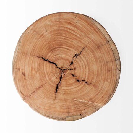 Homeroots 18" Dark Brown And Brown Distressed Reclaimed Wood Round End Table 394251