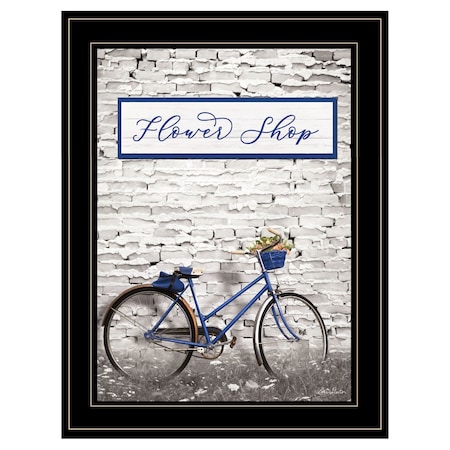 Homeroots Flower Shop Bicycle 2 Black Framed Print Wall Art 405019