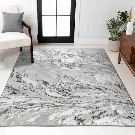 Jonathan Y Swirl Marbled Abstract Gray/Black 5 ft. x 8 ft. Area Rug SOR203C-5