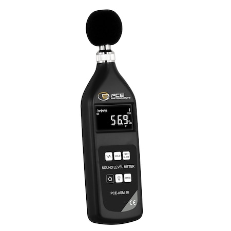 Pce Instruments Class II sound level meter, 20-130 dB with A/C/Z weighting, RS-232 and ½ in mic PCE-ASM 10