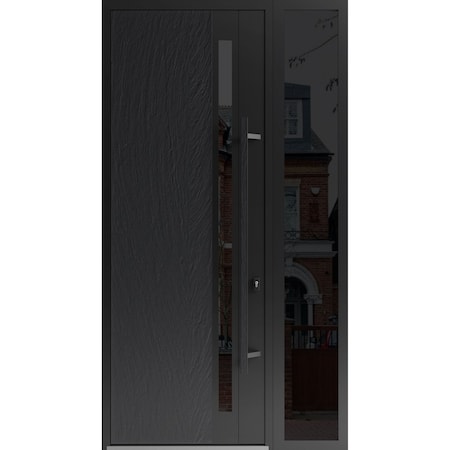 Vdomdoors Steel Door Dekton 0163 Ardesia Nero 96”/ Side Exterior Window Sidelite Entry Door Painted W36+12x DEKTON0163EXD-ARD-W36+12xH96-LH-I