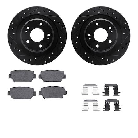 Dynamic Friction Co DFC Rotors-Drilled & Slotted-Black w/ 5000 Advanced Brake Pads Incl Hdw 8512-72082