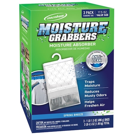 Concrobium Moisture Grabbers Moisture Absorber Hanging Bag, Spring Breeze, 3 Pk 378488
