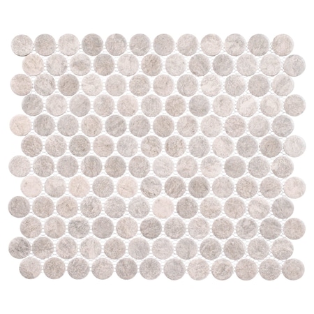 Andova Tiles Estavo Grey 3/4-in. Penny Round Stone Inspired Matte Porcelain Floor & Wall Mosaic Tile ANDESTA1251