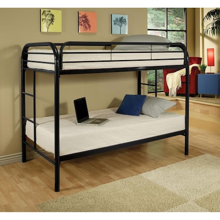 Oceantailer 60 x 78 x 41 in. Metal Tube Twin Bunk Bed Black 285197