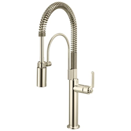 Brizo Litze Semi-Professional Kitchen Faucet, Industrial Handle Polished Nickel 63344LF-PN