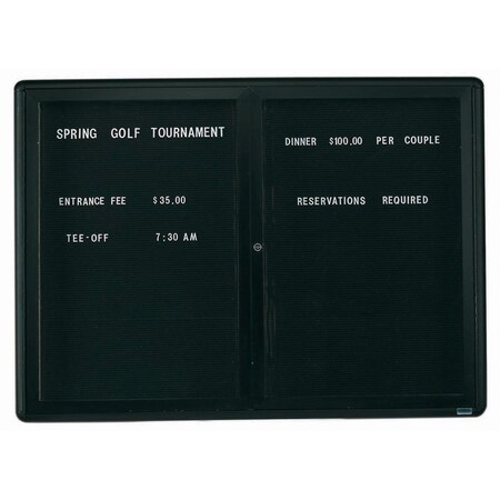 Aarco Radius Design Enclosed Directory, Frame is Burgundy, Board is Black Felt, 36''Hx48''W 2 Door Unit RAD3648BU