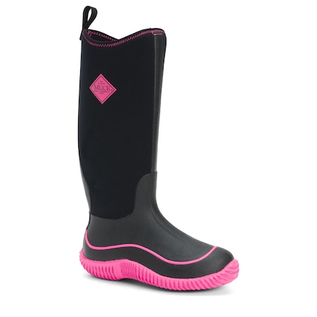 Muck Boot Co Women's Hale Tall Rubber Boot, Plain Toe, 15" Height, Black/Hot Pink, 8 HAW-404-PNK-080
